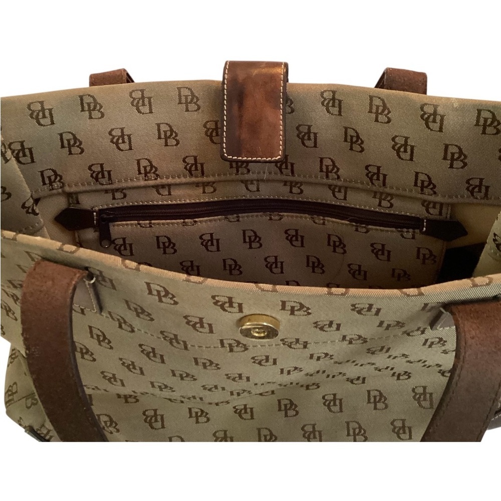 Dooney & Bourke Monogram Canvas Tote Bag with Leather Trim - Picture 4 of 7